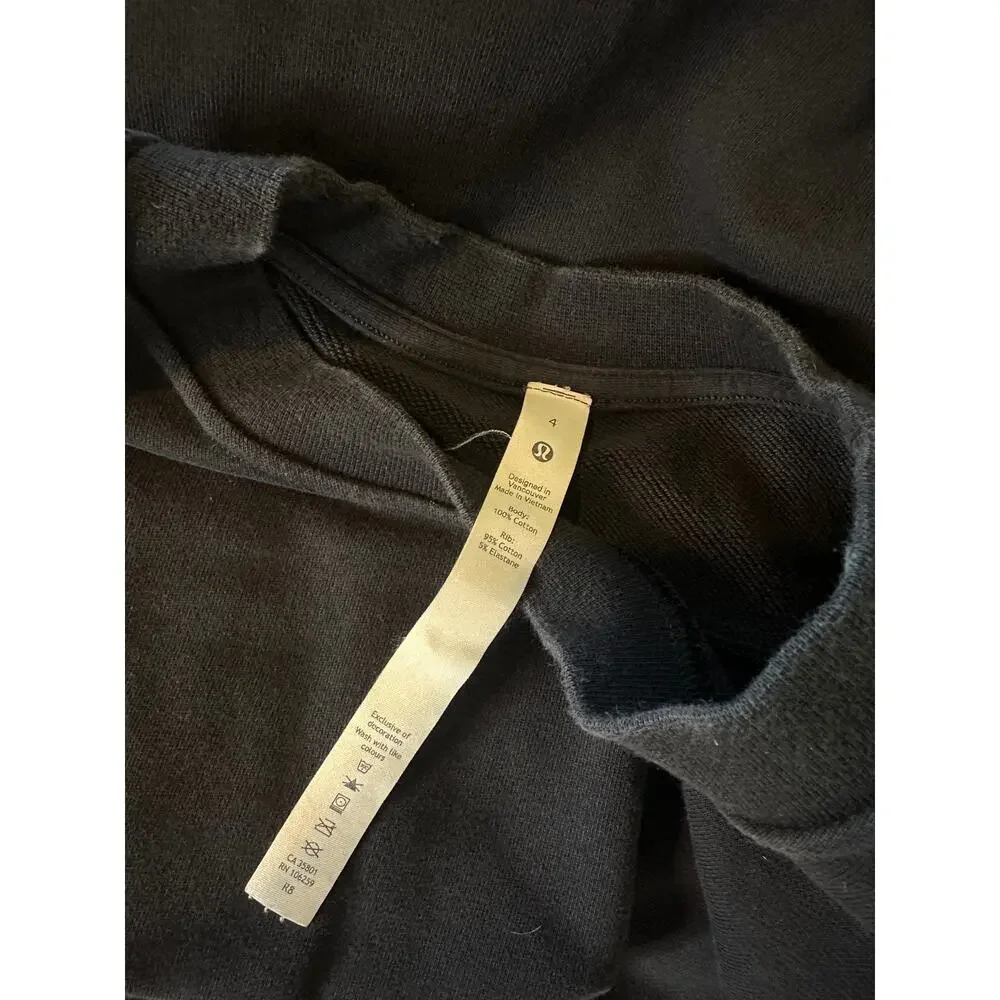 Lululemon Cotton Pullover Crew Neck Black Sweatshirt 4